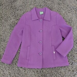 Geiger Coat Womens Medium Purple  Boiled Wool Button Long Jacket Wool Austria 42